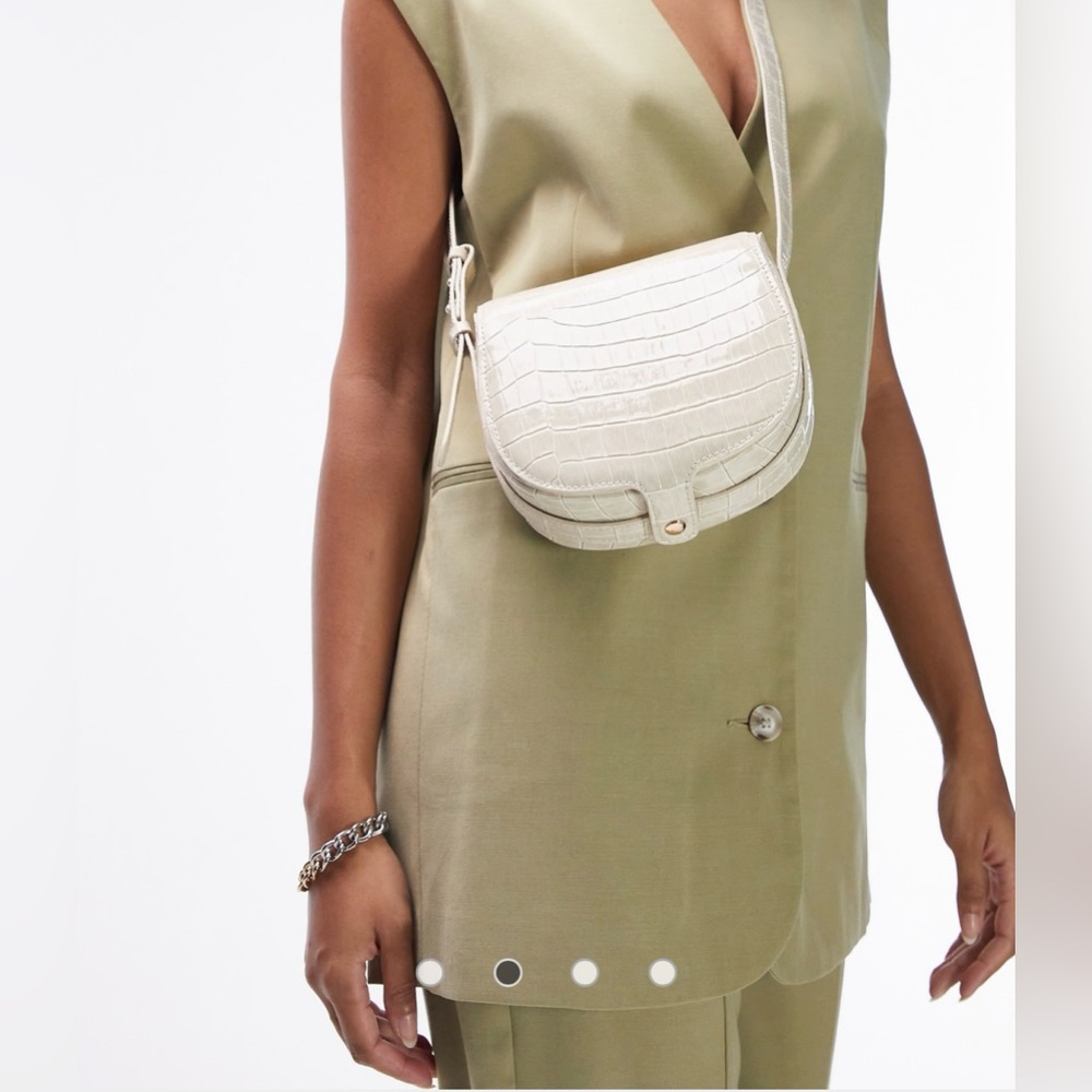 Topshop Chelsea saddle crossbody bag in off white